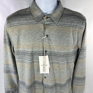 CRAFT FLOW LONG SLEEVE BUTTON DOWN SHIRT MENS SMALL COLLARED STRIPED RAYON NWT